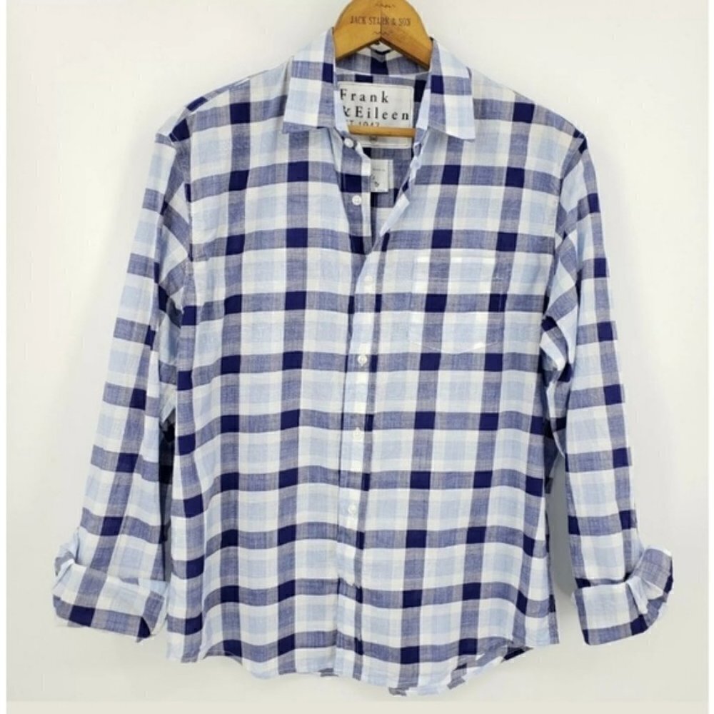 New Frank & Eileen Mens Blue Plaid Luke Shirt